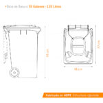 Bote de Basura 120 Lts. / 30 Galones color Rojo - Imagen 7