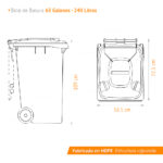 Bote de Basura 240 Lts. / 65 Galones color Verde - Imagen 13