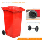 Bote de Basura 240 Lts. / 65 Galones color Rojo - Imagen 8