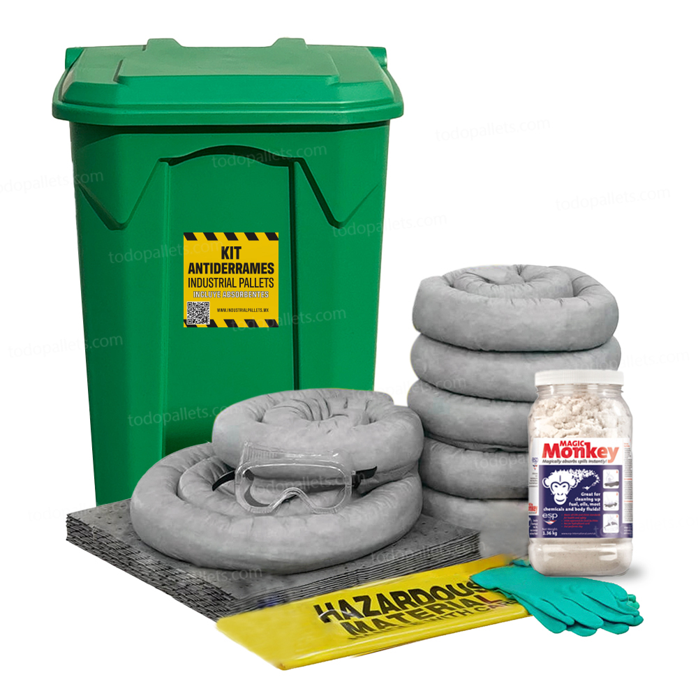 Kit20UnivC_001 Kit Antiderrames 20 galones con Contenedor de Plástico – Universal - Imagen 1