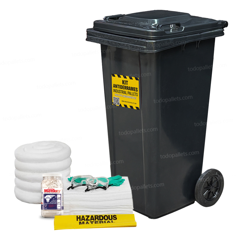 Kit50OilC_b_001 Kit Antiderrames Móvil 50 Galones con Contenedor de Plástico - Sólo Aceite - Imagen 1