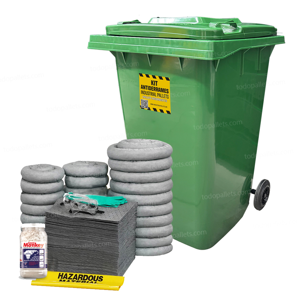 Kit95UnivC_001 Kit Antiderrames Móvil 95 Galones con Contenedor de Plástico - Universal - Imagen 1