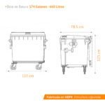 Bote de Basura 660 Lts. / 174 Galones color Rojo - Imagen 8